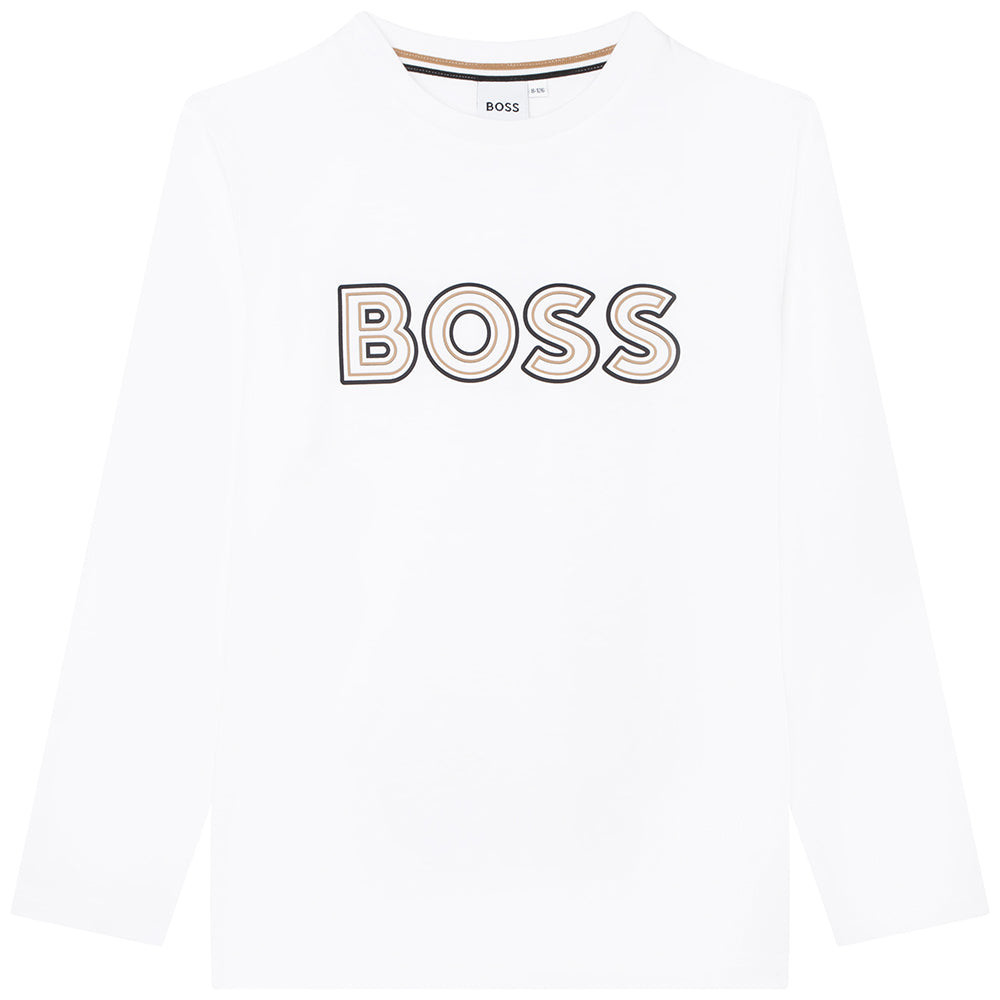 Hugo Boss Boys Long Sleeved T-shirt White 4Y