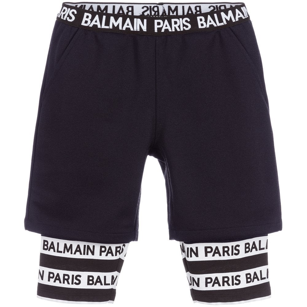 Balmain Boys Logo Layered Shorts Navy 6M