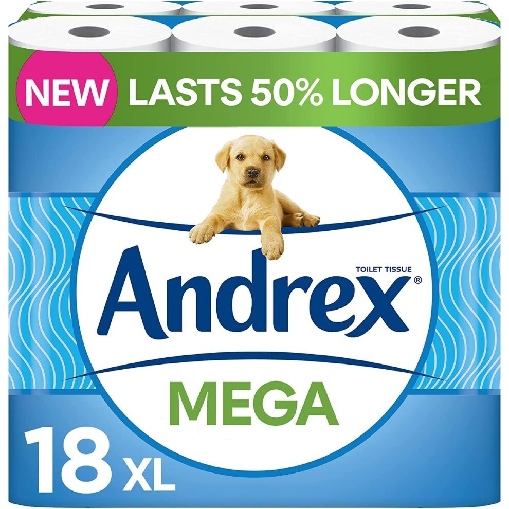 Andrex Classic Clean Mega Toilet Roll - 18 Mega XL Rolls - Toilet Roll