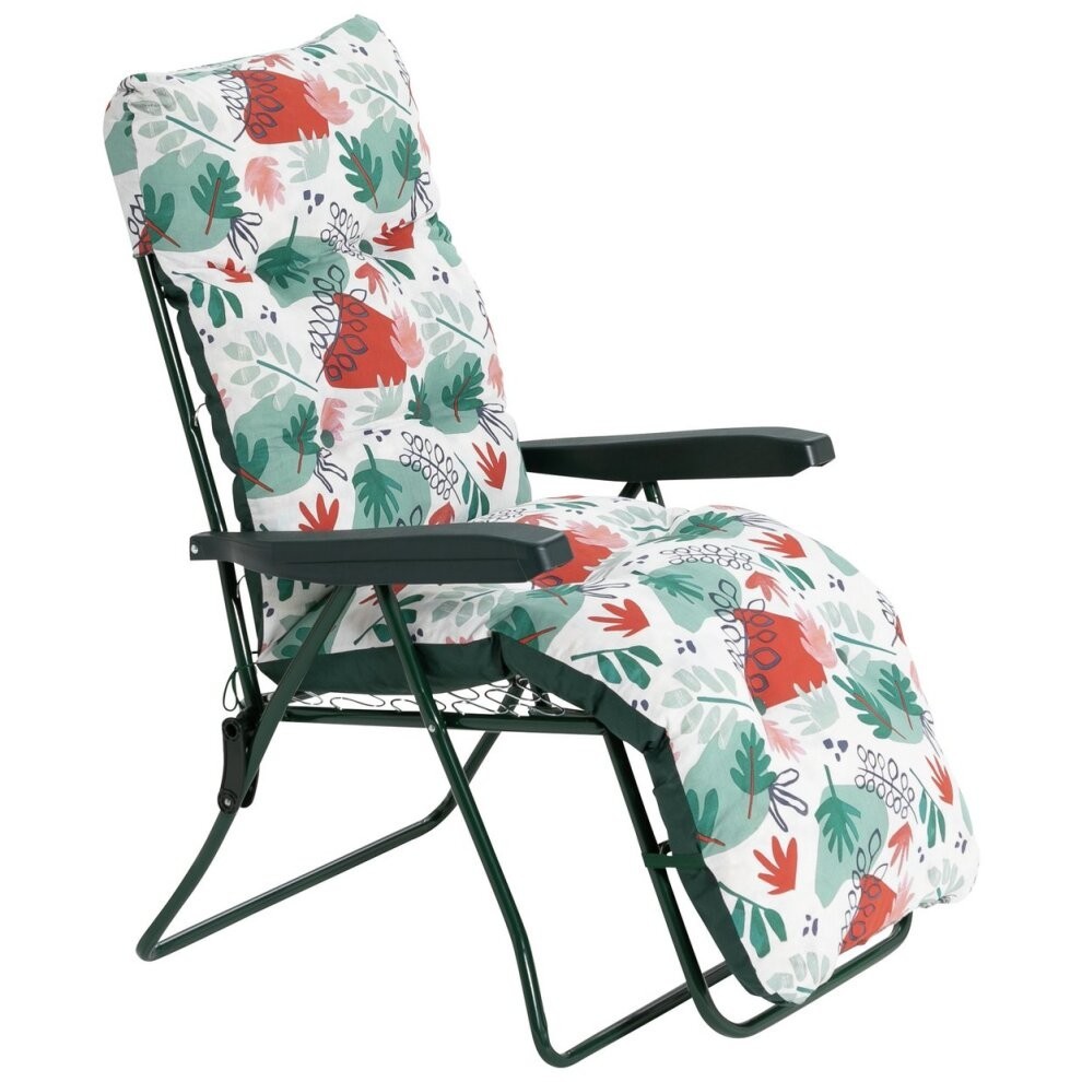 Home Folding Metal Reclining Garden Chair - Green