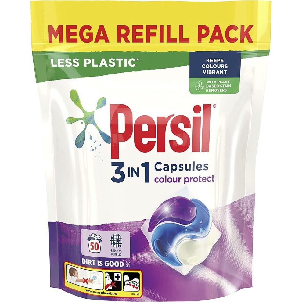 Persil 3 in 1 Colour Protect keeps colours vibrant Laundry Washing Capsules mega refill pack 50 Wash 1.350 kg