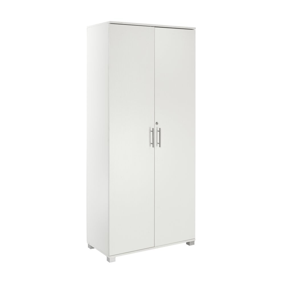 (White) Tall 180cm Office Storage Cupboard Locking Bookcase Filing Cabinet
