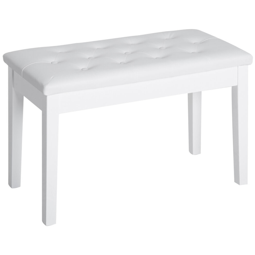 HOMCOM Classic Piano Bench Padded Seat Makeup Stool Solid Wood White