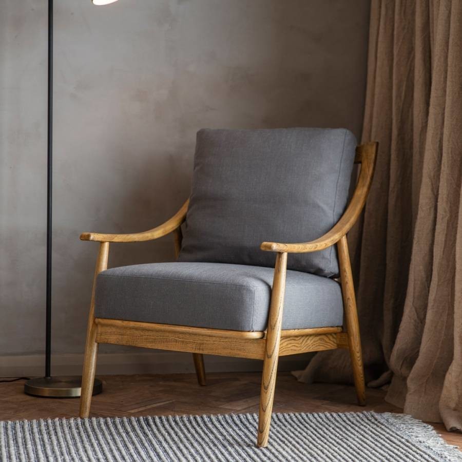 Austell Dark Grey Linen Armchair