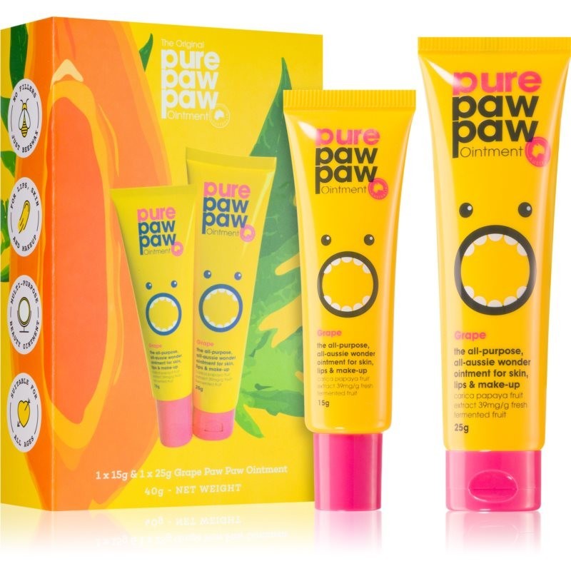 Pure Paw Paw Grape moisturising balm for lips and dry areas (gift set)