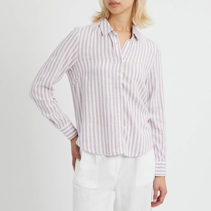 Lilac/Ivory Striped Linen Shirt