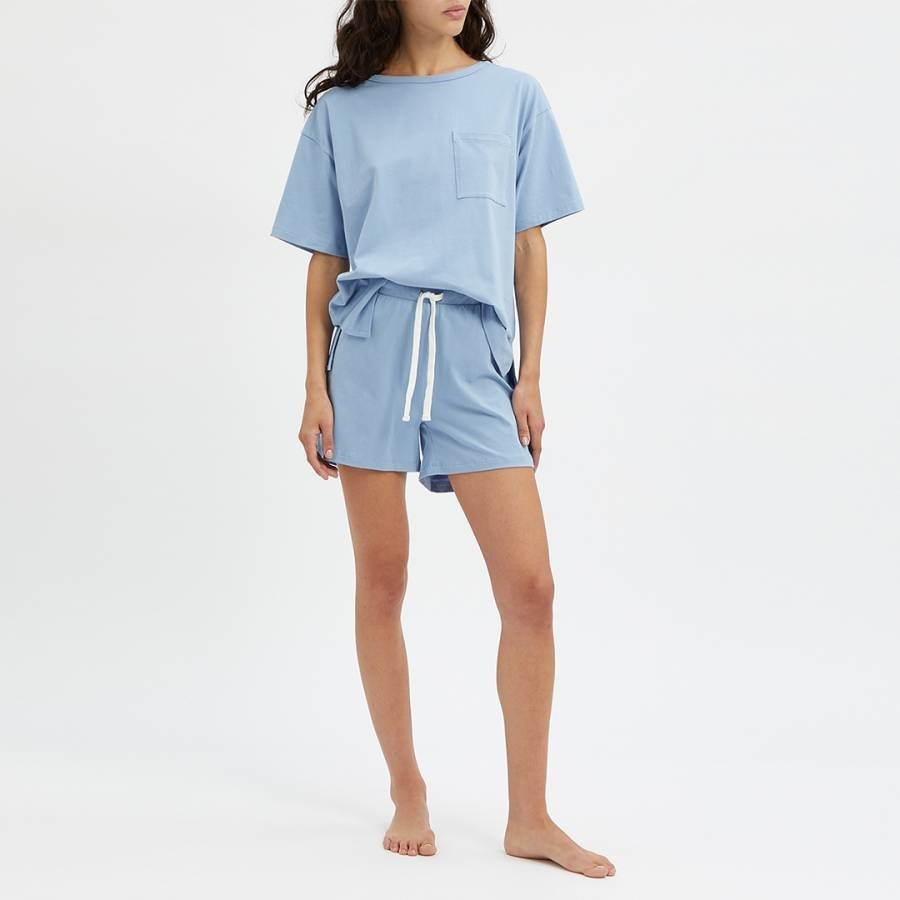 Steel Blue Cotton Pyjama Short Set