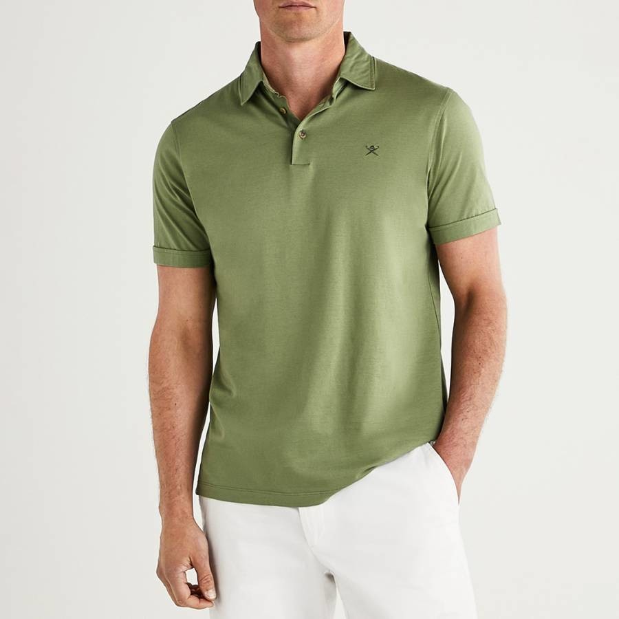 Green Cotton Polo with Embroidered Logo