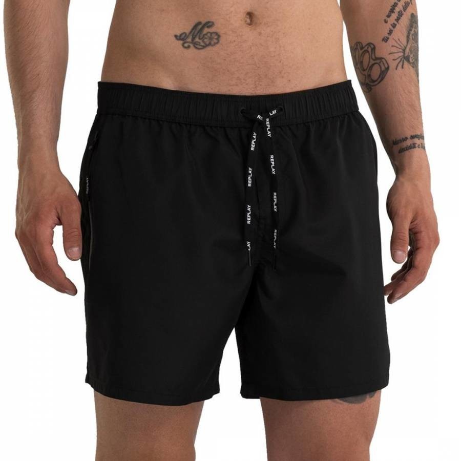 Black Zipped Pocket Swim Shorts