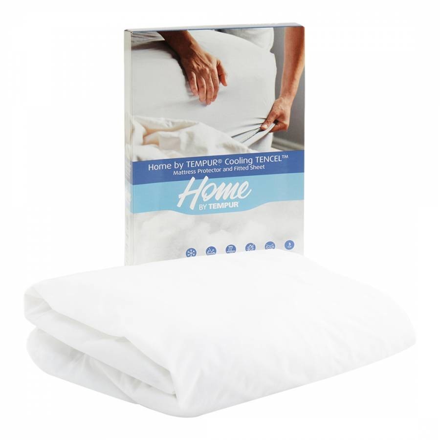 Cooling Tencel Double Mattress Protector and Sheet White