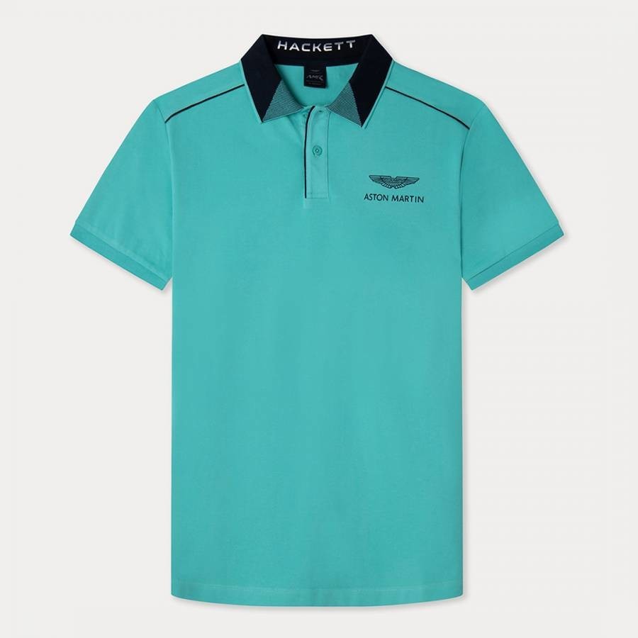 Blue AMR Cotton Polo with Logo Detailing