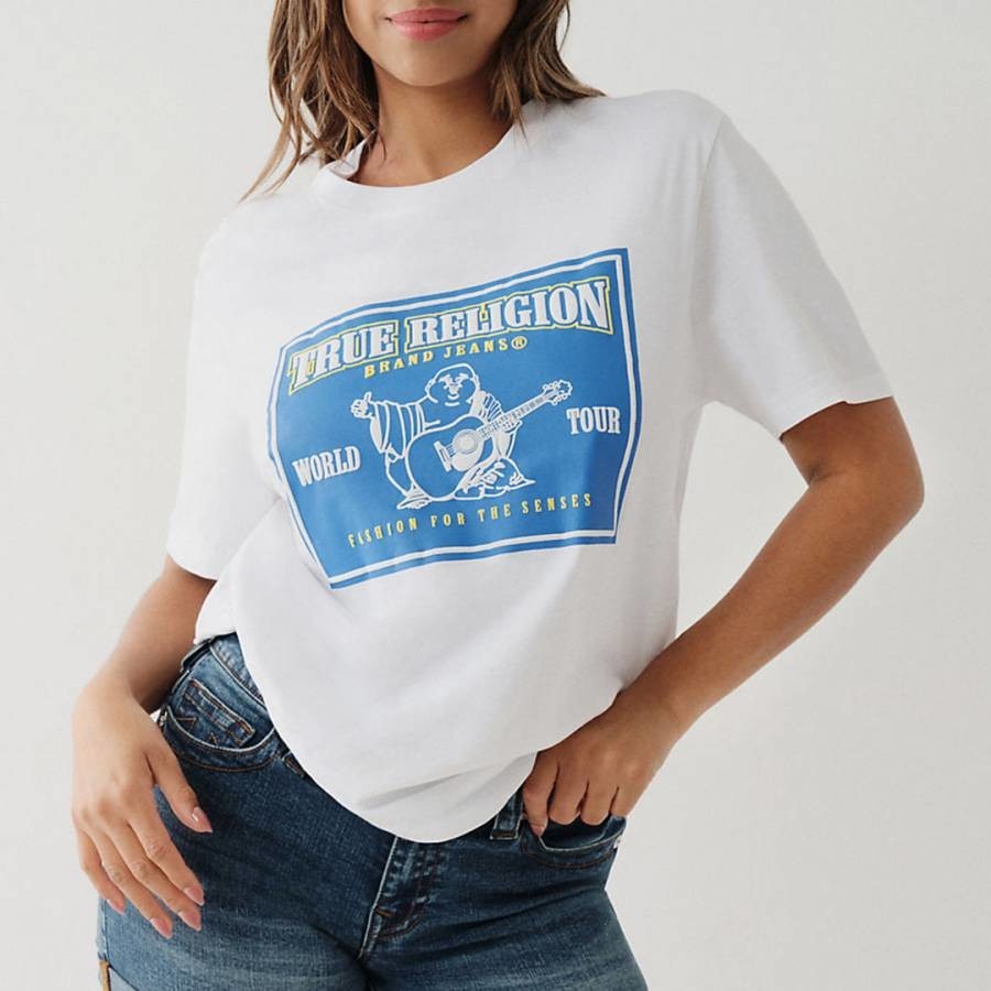 White Graphic Boyfriend Cotton T-Shirt