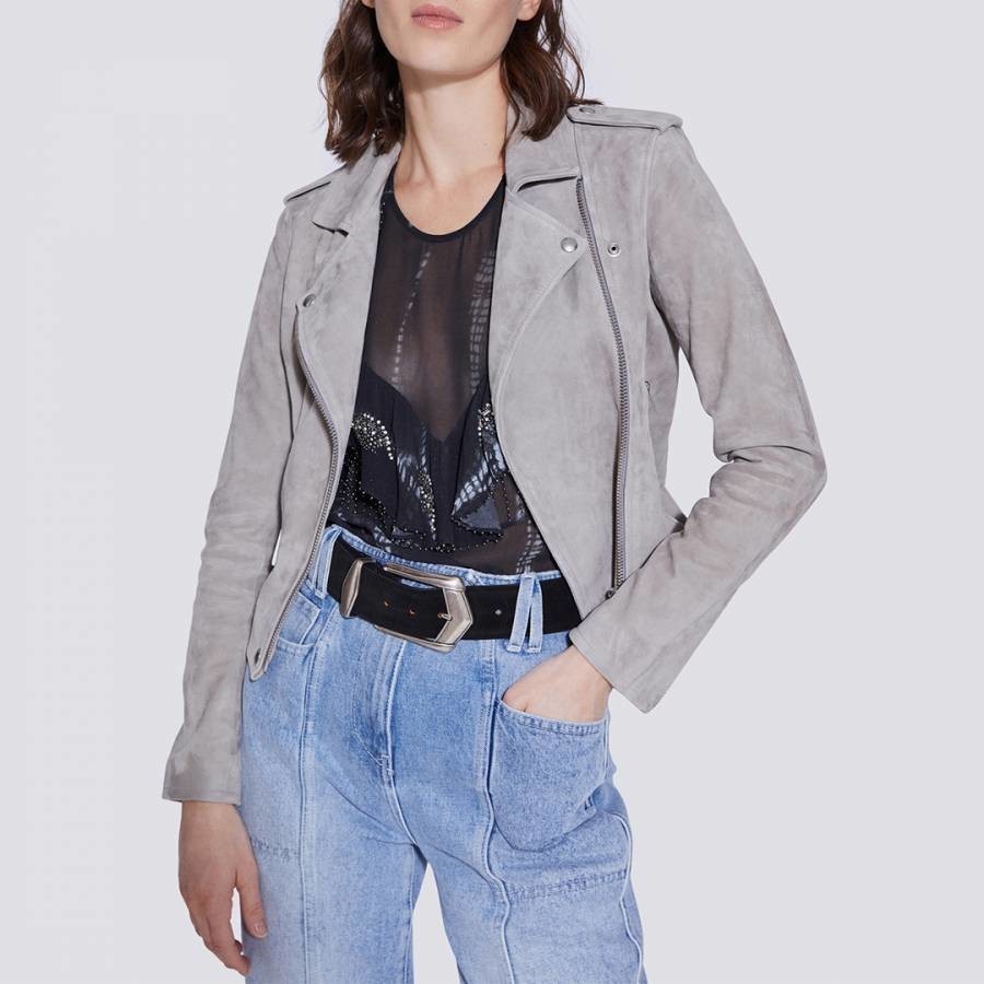 Grey Ashley Perfecto Leather Jacket