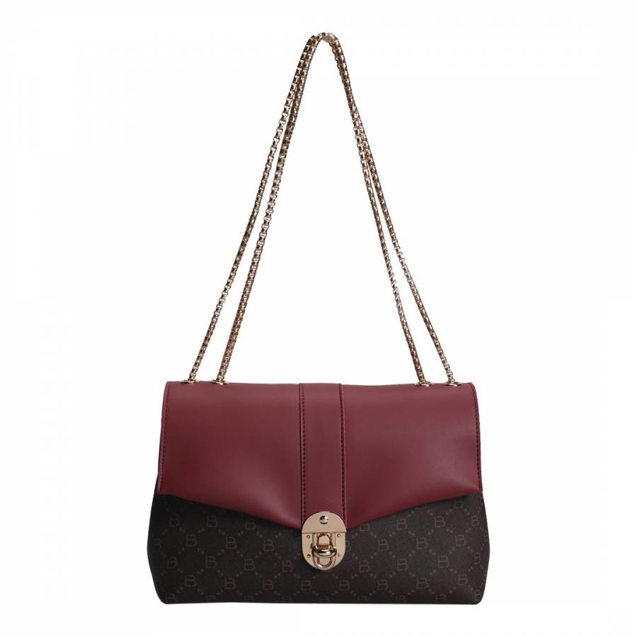 Claret Red & Brown Shoulder Bag