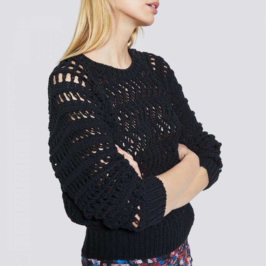 Black Attica Crochet Cotton Blend Jumper