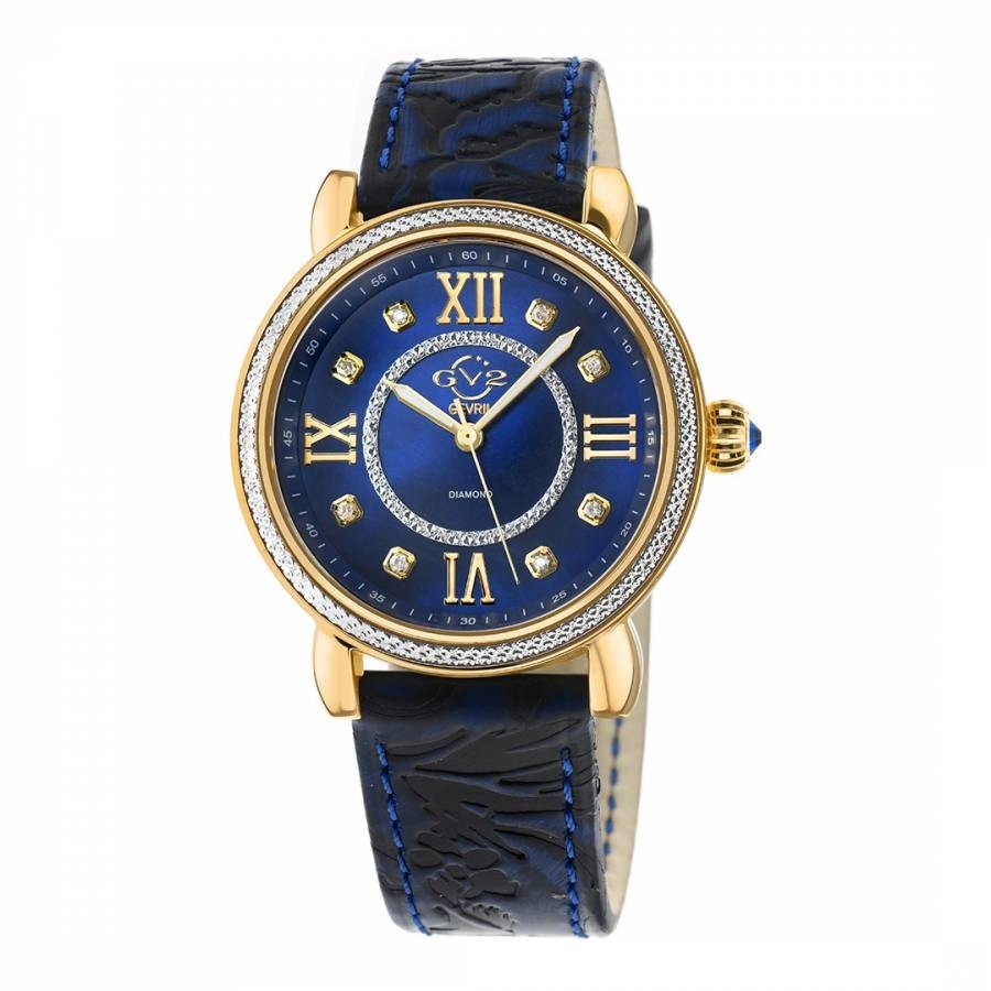 Women's Blue/Gold Marsala Leather Watch 37mm