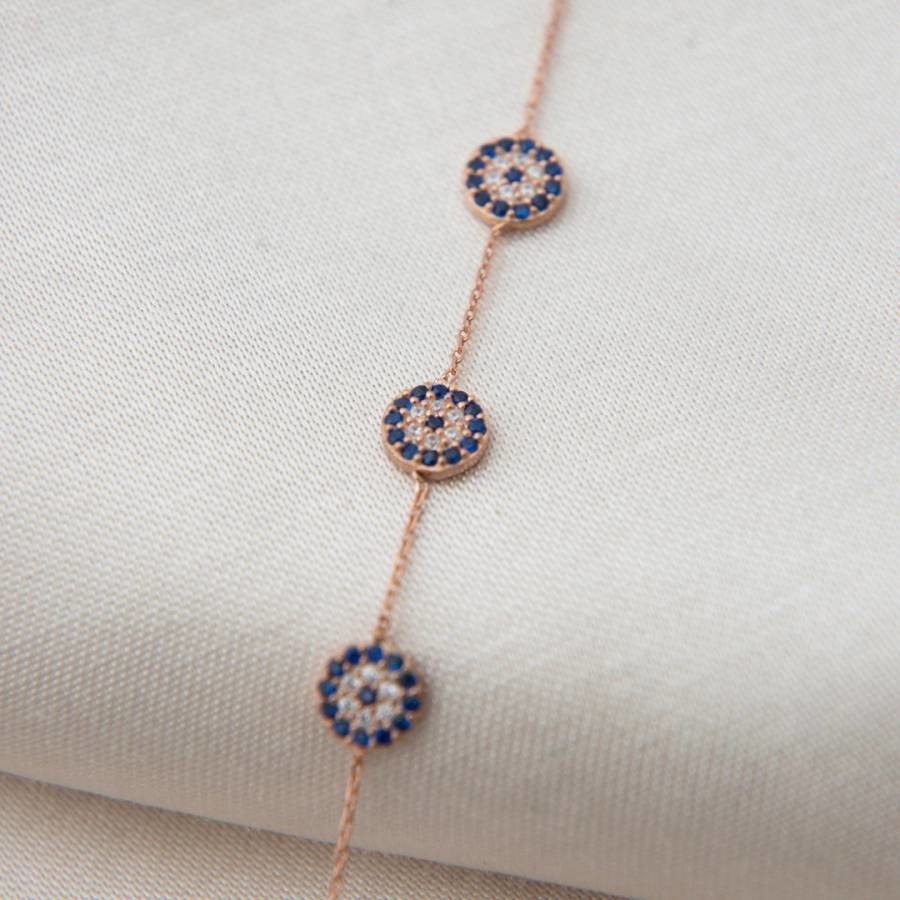Blue & Rose Gold 3 Pendant Bracelet