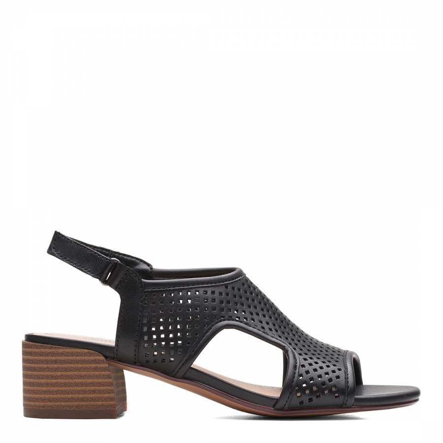 Black Leather Caroleigh Star Heeled Sandals