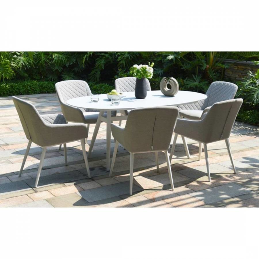 Zest 6 Seat Oval Dining Set / Lead Chine
