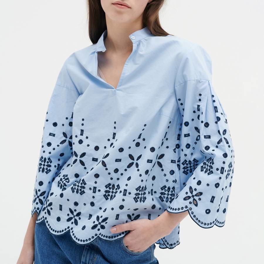 Blue Dorika Cotton Blouse