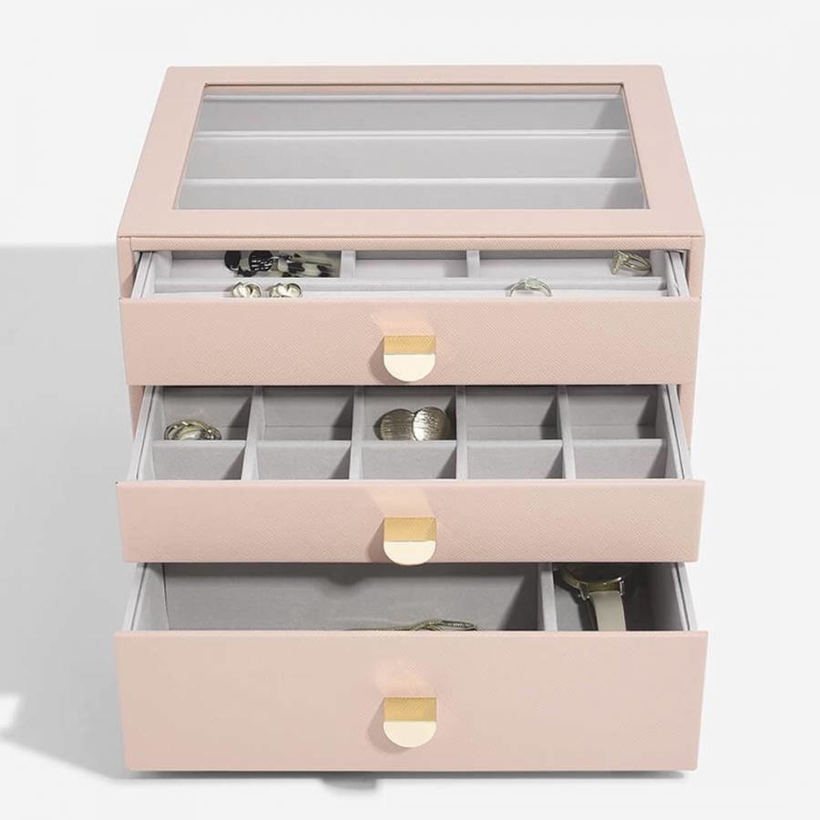 Blush Pink Classic Jewellery Box  - Set of 3 (with drawers)