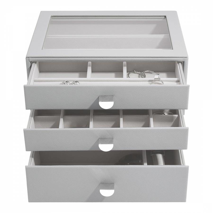 Pebble Grey Classic Jewellery Box  - Set of 3 (with drawers)