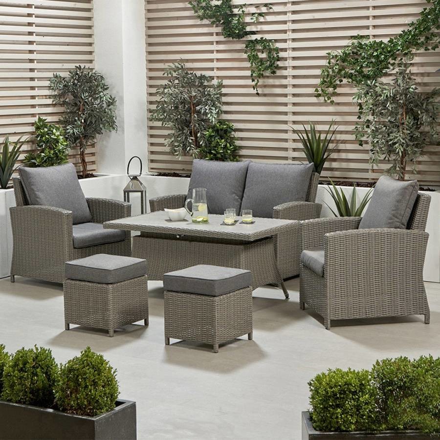 Barbados 2 Seater Lounge Set with Ceramic Top Slate Grey