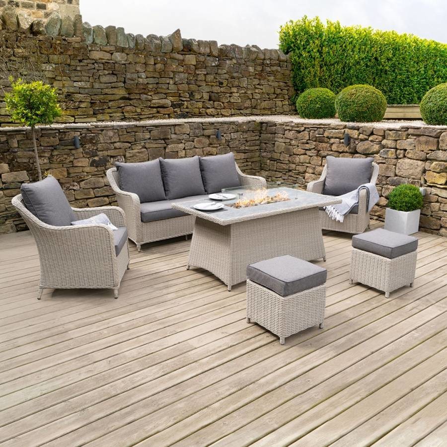 Stone Grey Antigua Lounge Set with Ceramic Top and Fire Pit
