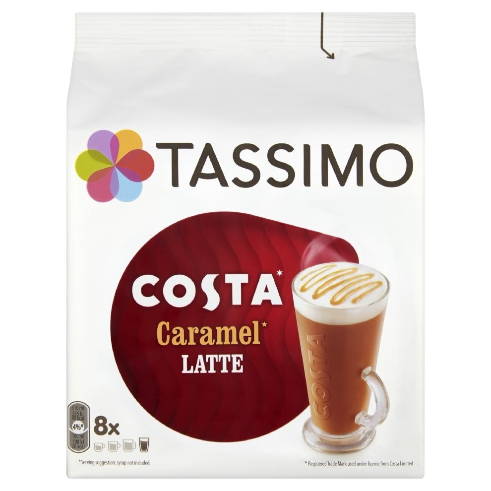 Tassimo Costa Caramel Latte Coffee Pods (Pack of 5, Total 80 pods, 40 servings)
