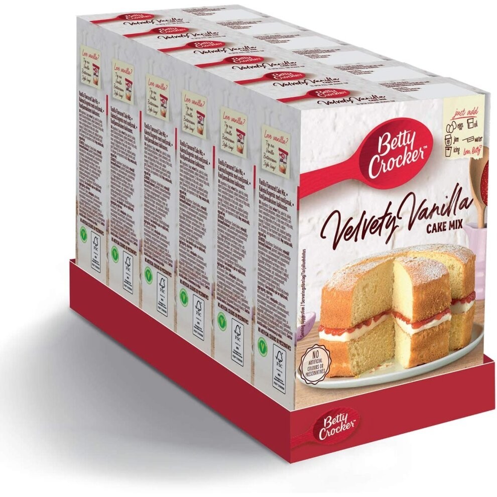 Betty Crocker Velvety Vanilla Cake Mix 425g (Pack of 6)