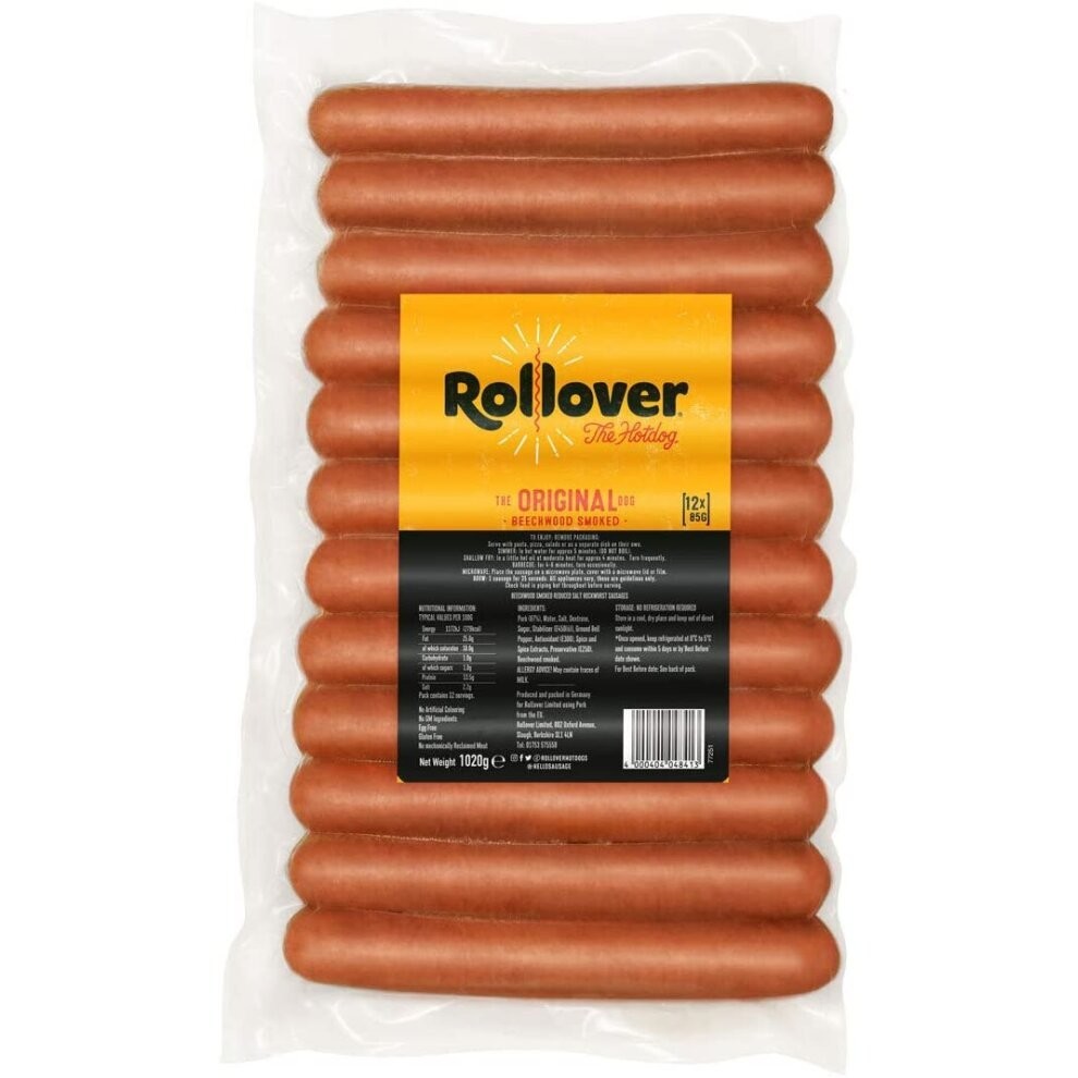 Rollover Hot Dog Original Beechwood Smoked 12 X 85G