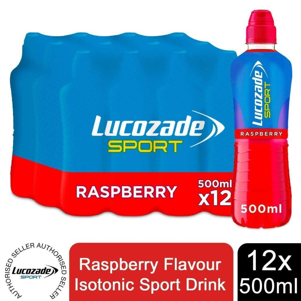 Lucozade Sport Raspberry Isotonic Sport Fat Free Energy Drink 12x500ml