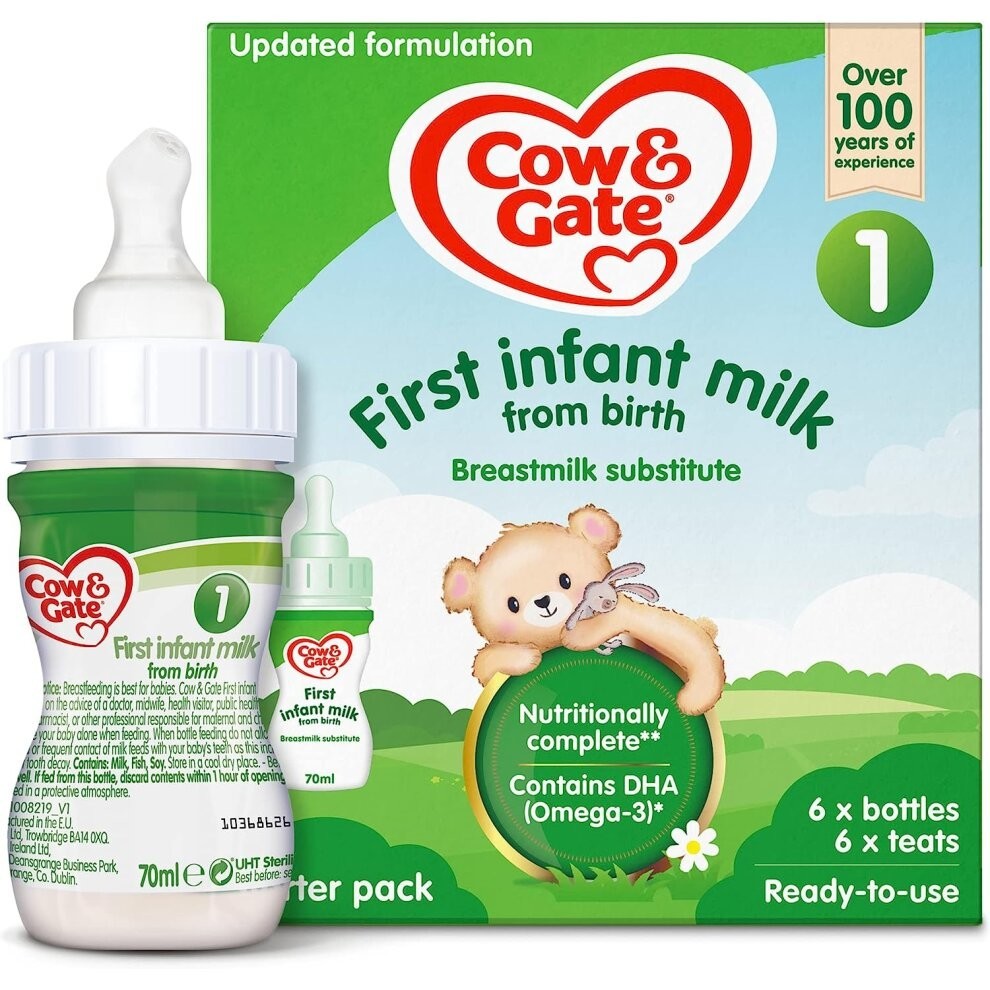 Cow & Gate 1 First Baby Milk Formula, Starter Pack From Birth, 6x70ml