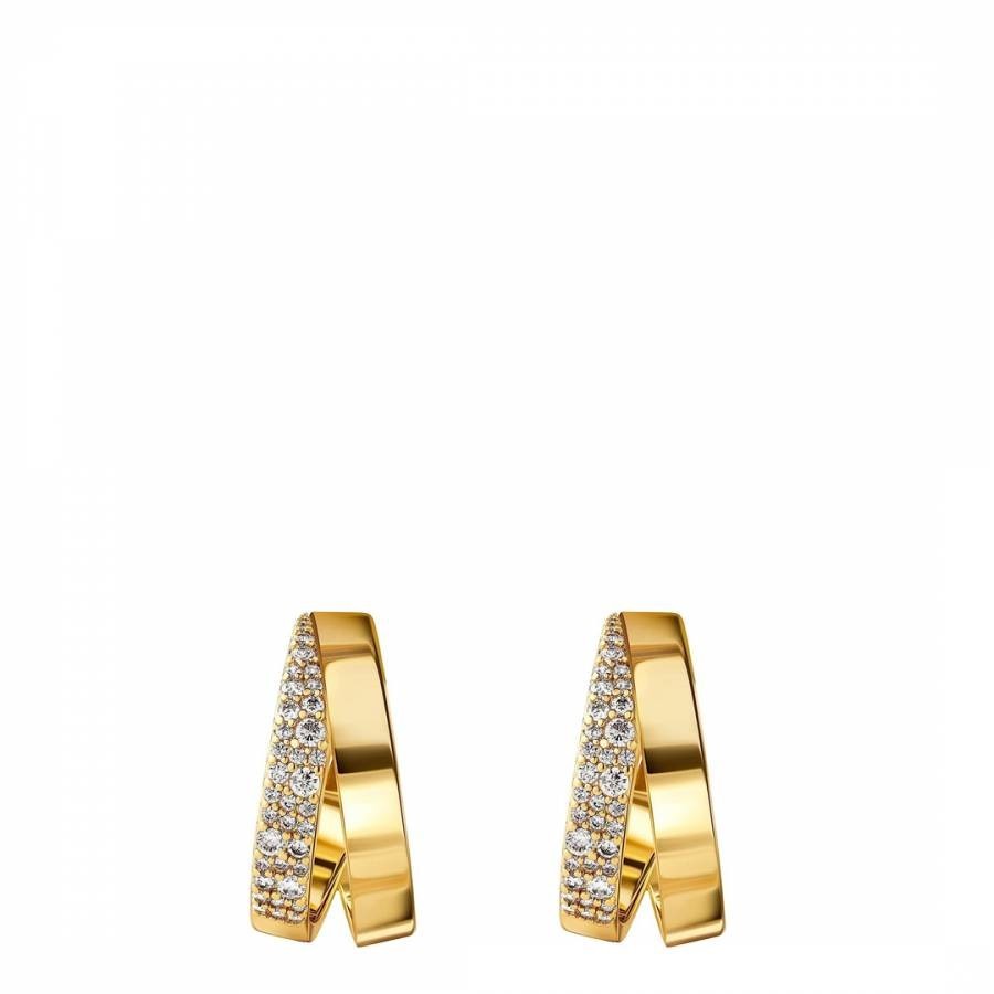 18K Gold Double Layer Cz Mini Hoop Polished Earrings