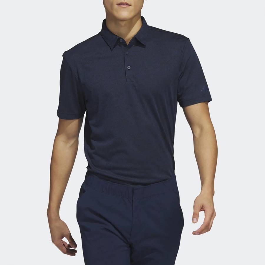 Navy Textured Jacquard Golf Polo Shirt