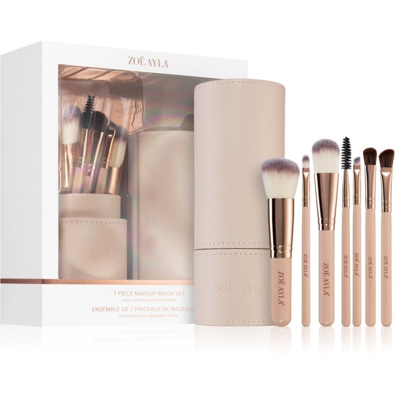 Zoë Ayla Makeup Brush Set 7 Piece makeup brush set with a pouch