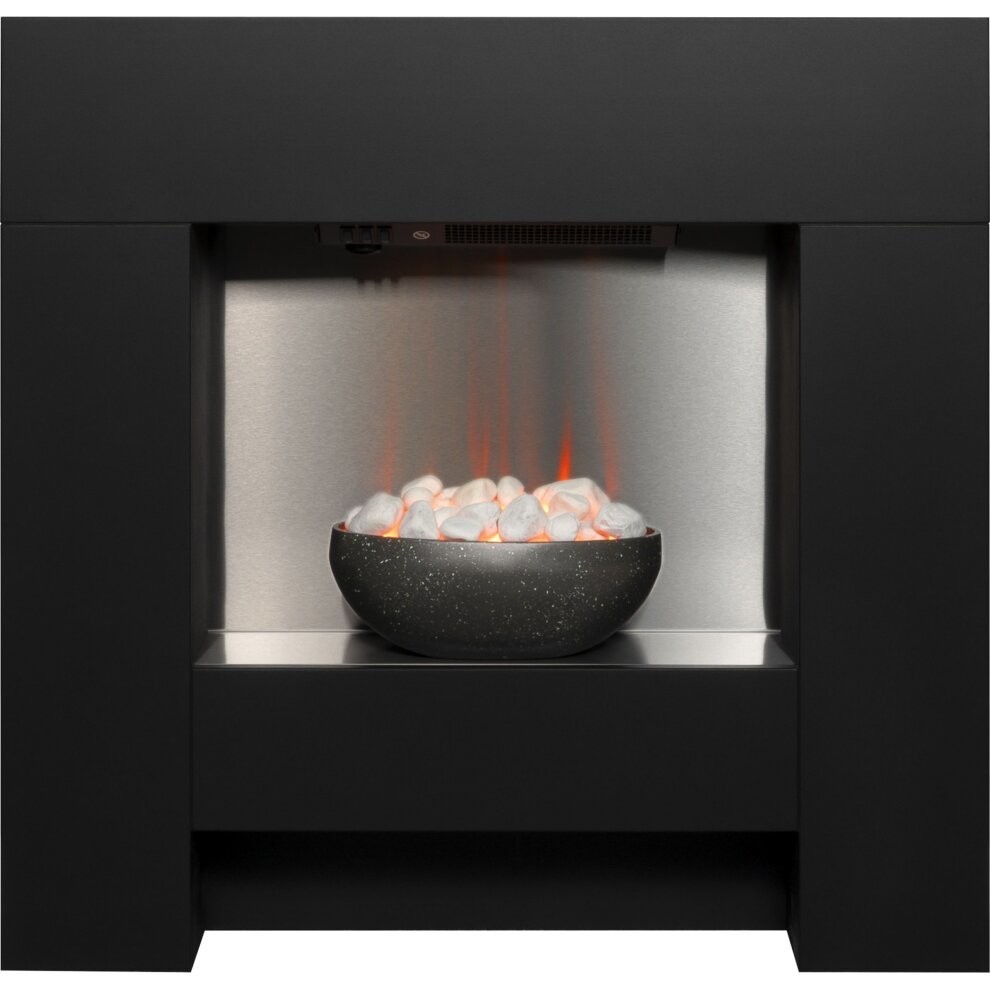 Adam Cubist Electric Fireplace Suite in Textured Black, 36 Inch