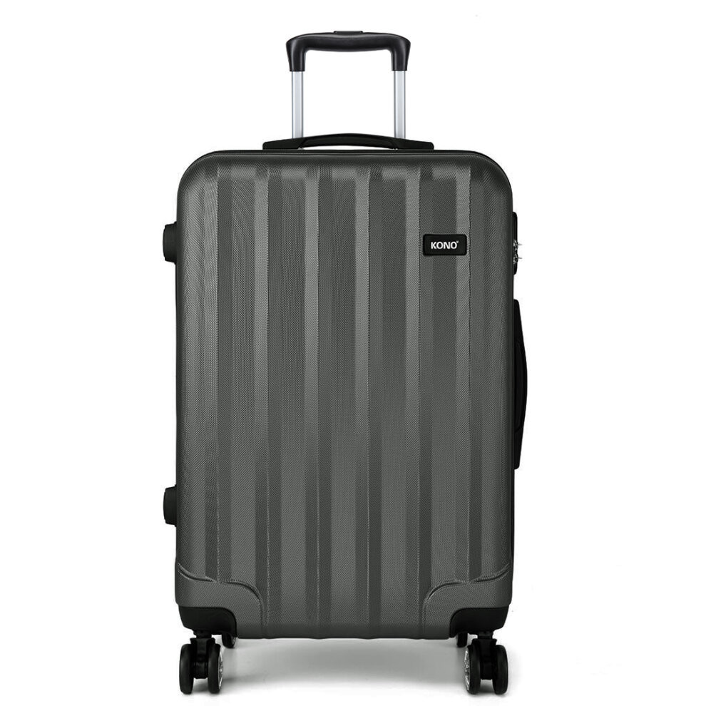 (28 inch) KONO Grey 19/24/28 Inch Travel Luggage Trolley Case Bag Hard Shell ABS 4 Wheels Spinner Suitcase