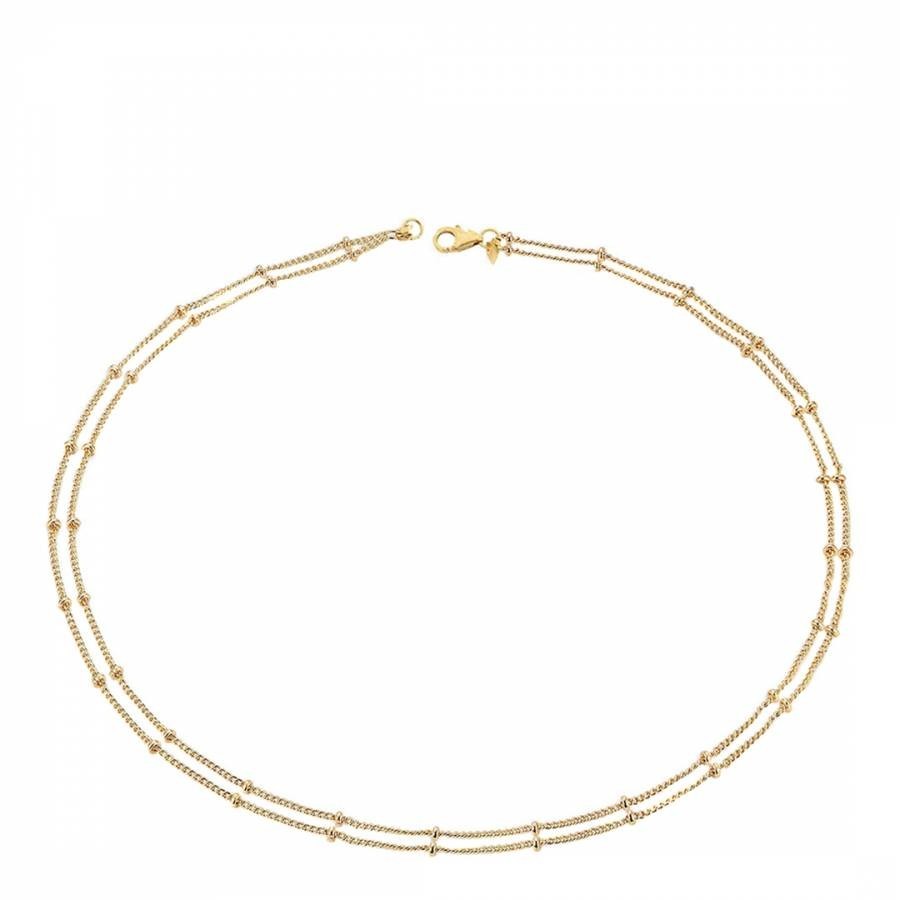 18K Gold Double Layer Station Necklace