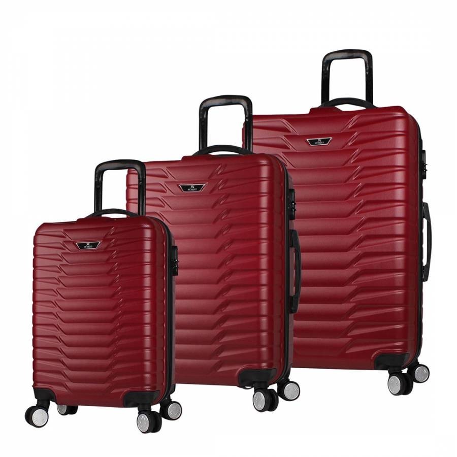 Claret Red 3 Piece Suitcase Set