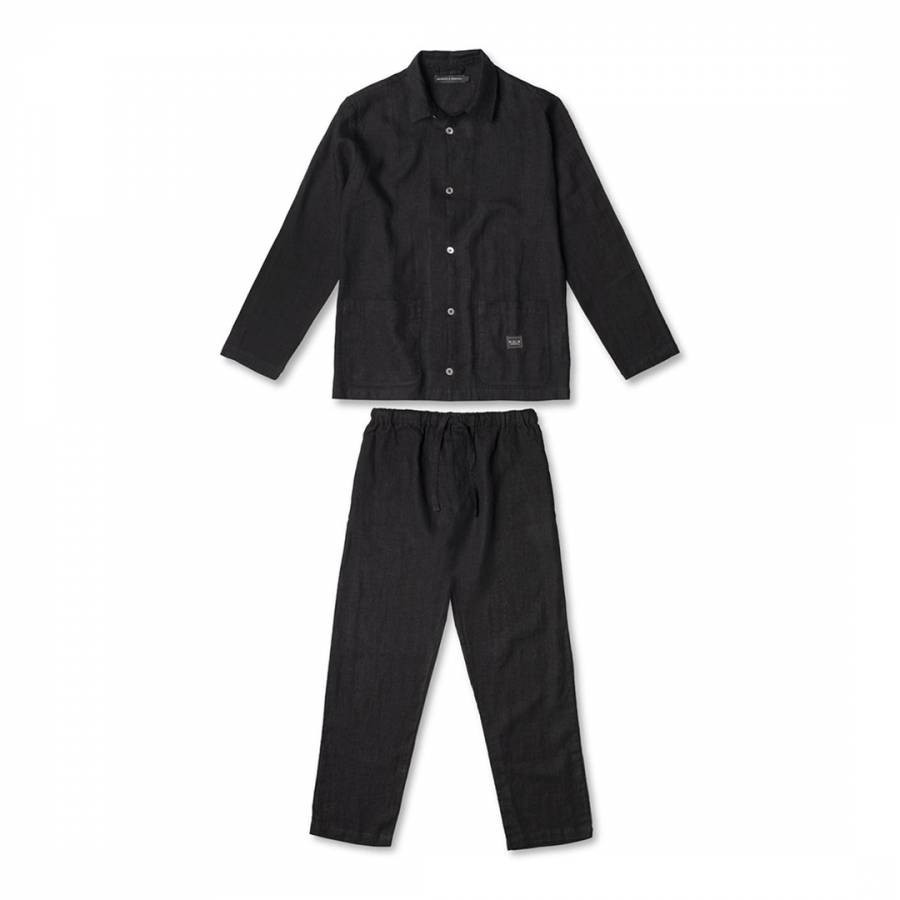 Black Mens Pocket Pyjama Set