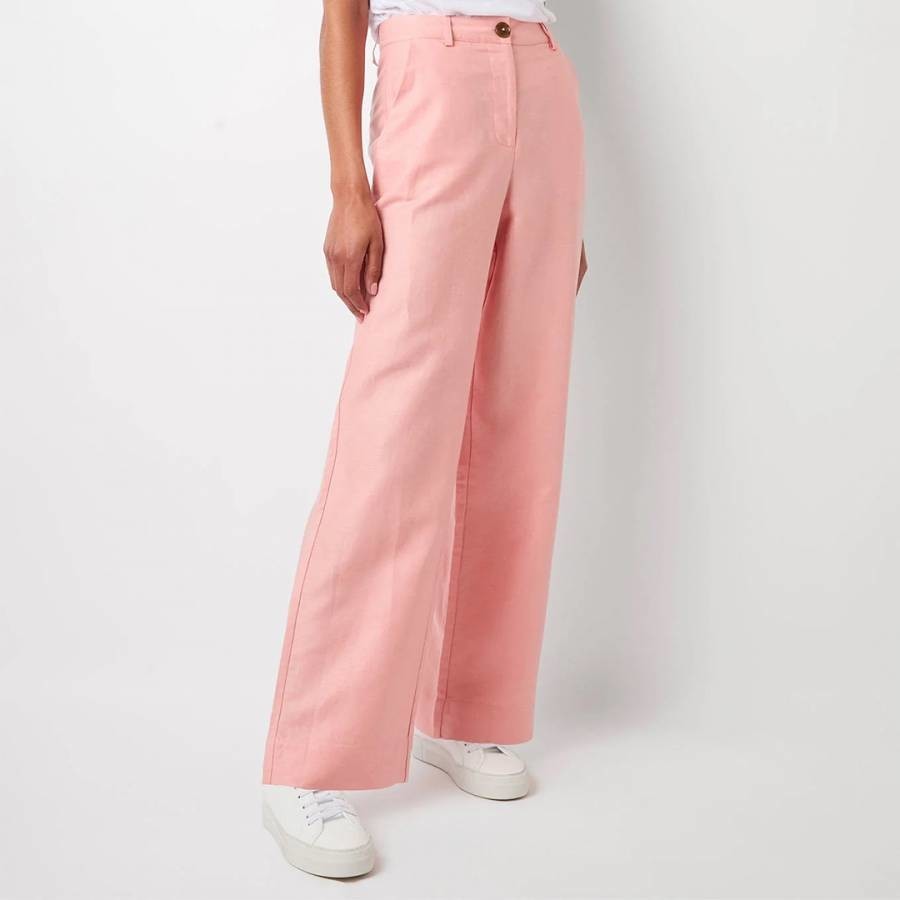 Pink Tailored Linen Suit Trousers