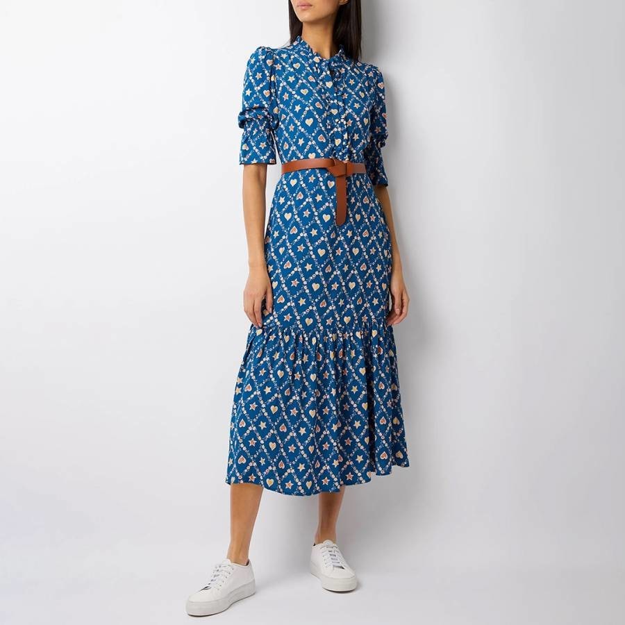 Blue Multi Aimee Hearts and Stars Floral Print Dress