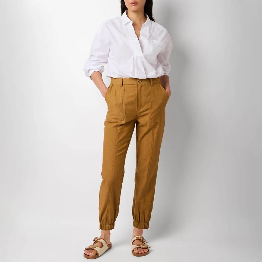 Tan Lara Cotton Cargo Trousers