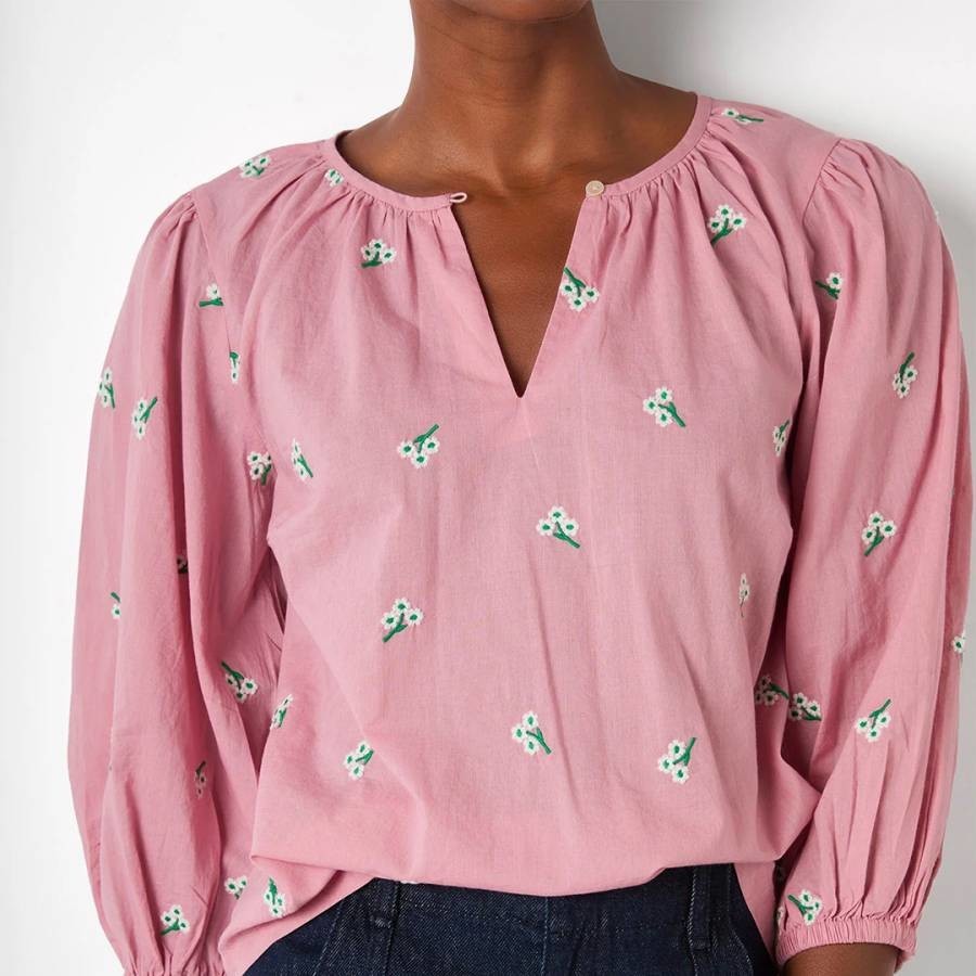 Pink Bella Embroidered Cotton Top