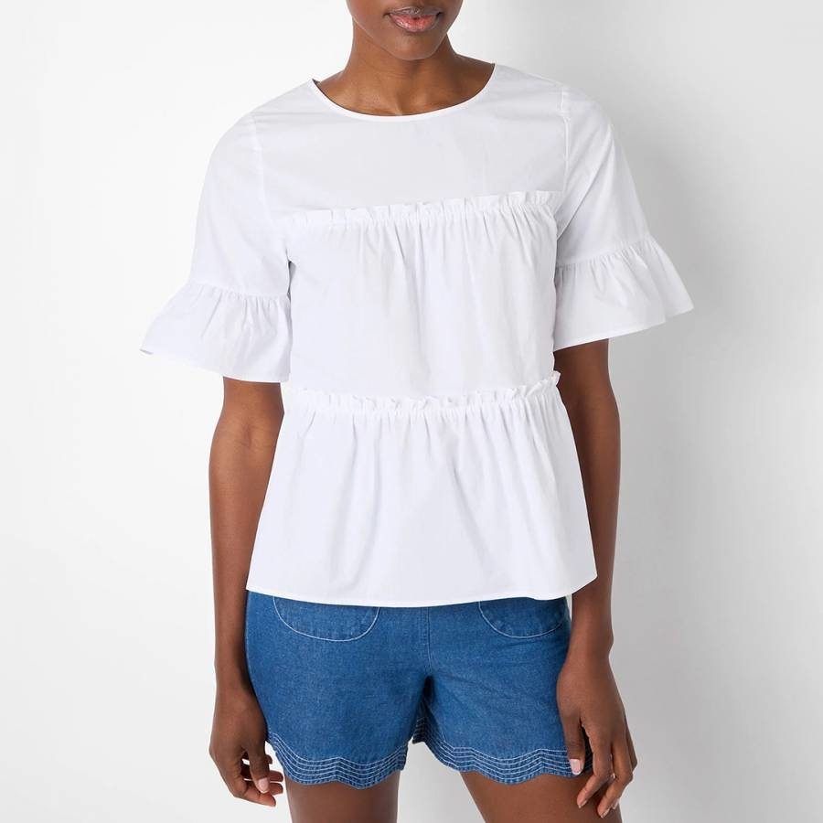 White Clarisse Cotton Tiered Top