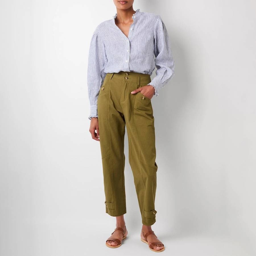 Khaki Carly Cotton Cargo Trousers