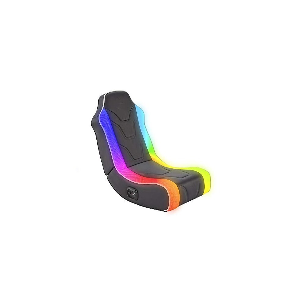 X-Rocker Chimera RGB Floor Gaming Chair with Neo Motion LED Lighting and 2.0 Audio Speakers, Multicolour Light Up Folding Rocking Seat - Black