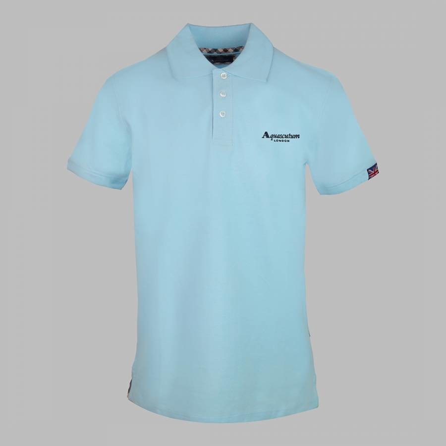Sky Blue Small Branded Cotton Polo Top
