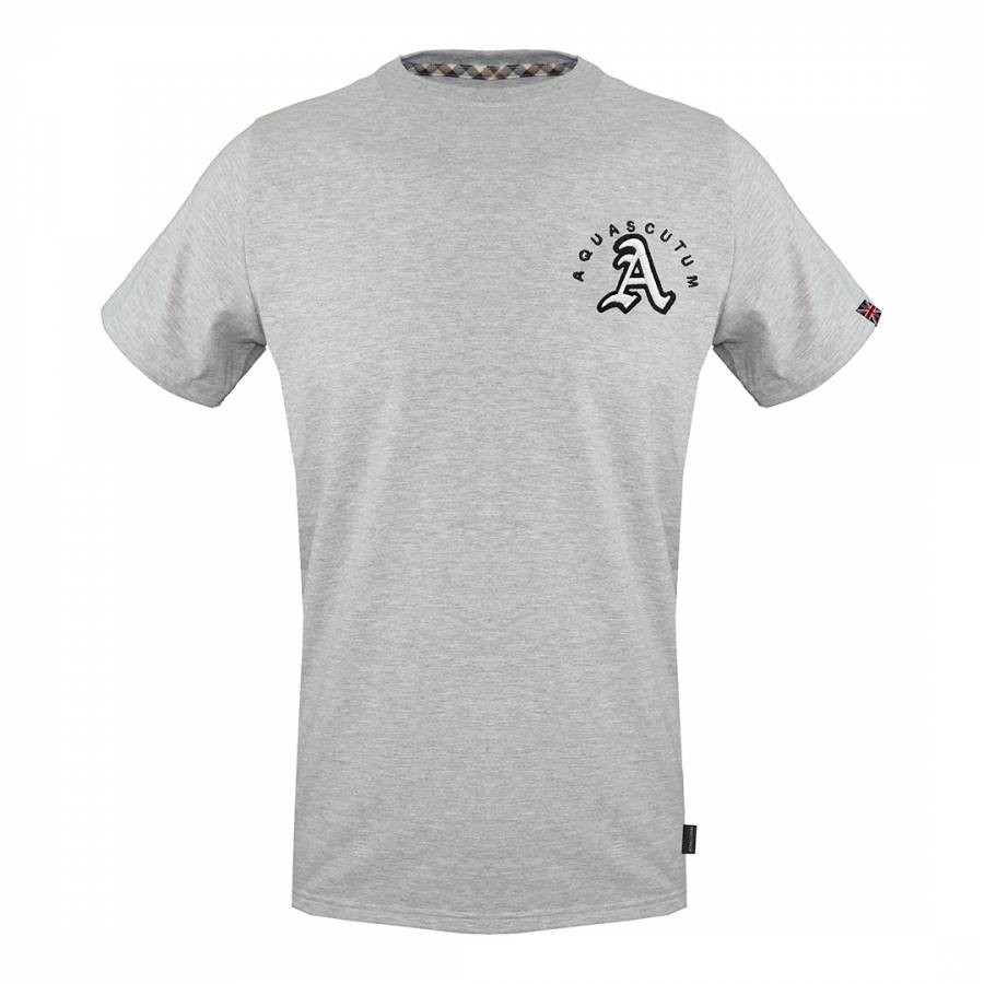 Grey Rounded Crest Cotton T-Shirt